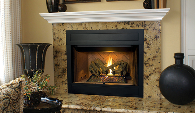 BRT4542 Superior 42" BVent Fireplace with Red Herringbone Panels w ...